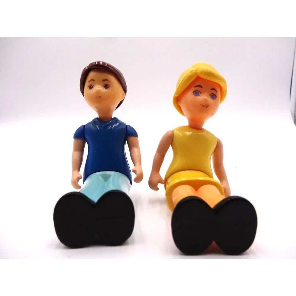 Little Tikes Dollhouse Girl Mother Yellow dress Blonde Hair and  Boy Brother Dad